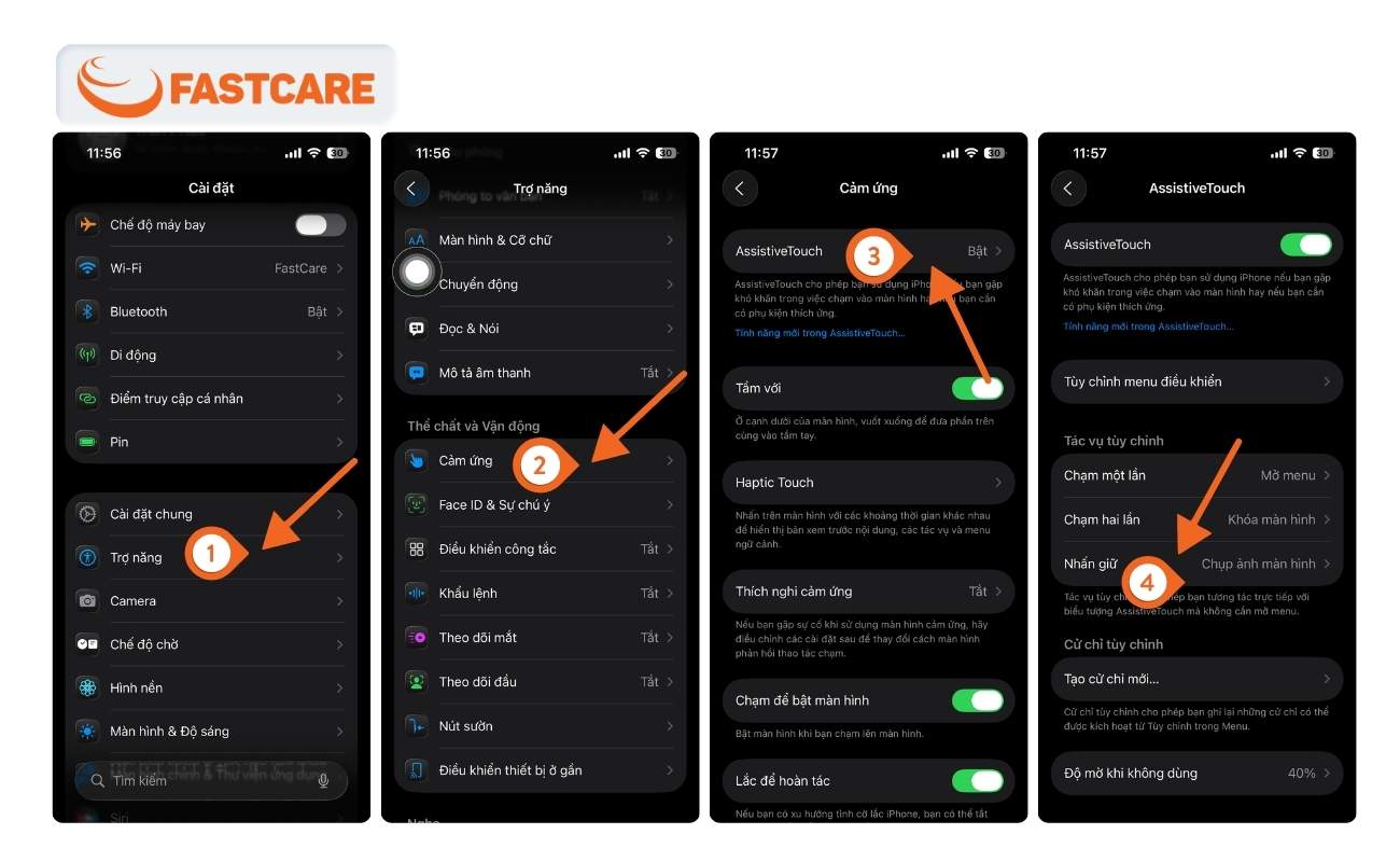 Chụp màn hình iPhone X bằng nút Home ảo