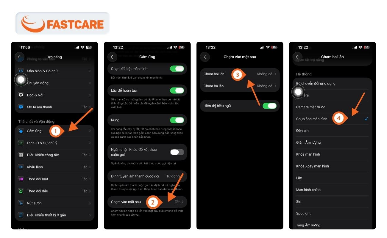 Chụp màn hình iPhone X bằng chạm vào mặt lưng (Back Tap)