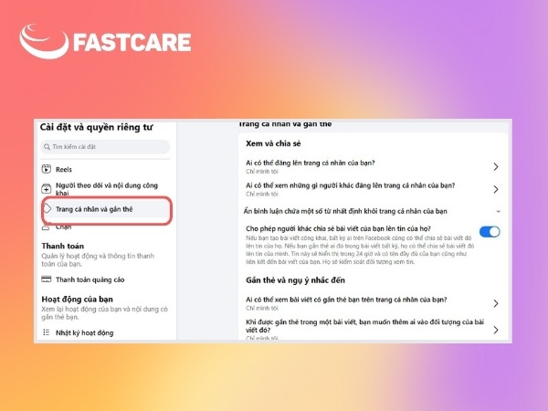cách chặn tag trên facebook