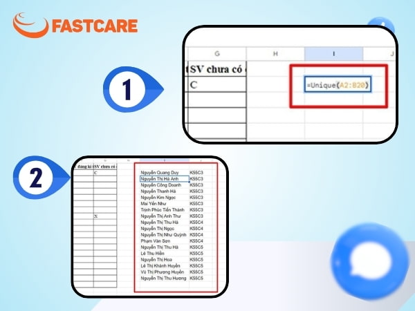 Lọc trùng trong google sheet
