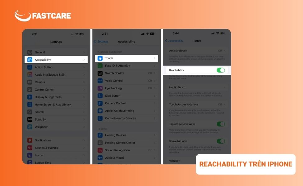 reachability trên iphone