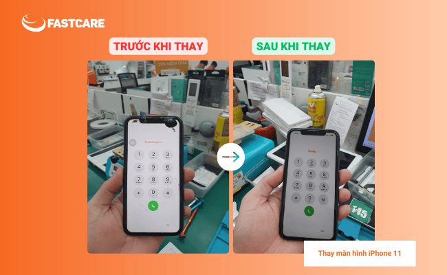 Trước và sau khi thay màn hình iPhone 11