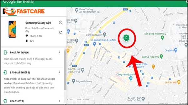Định vị điện thoại Samsung Galaxy A30 thông qua Google Find