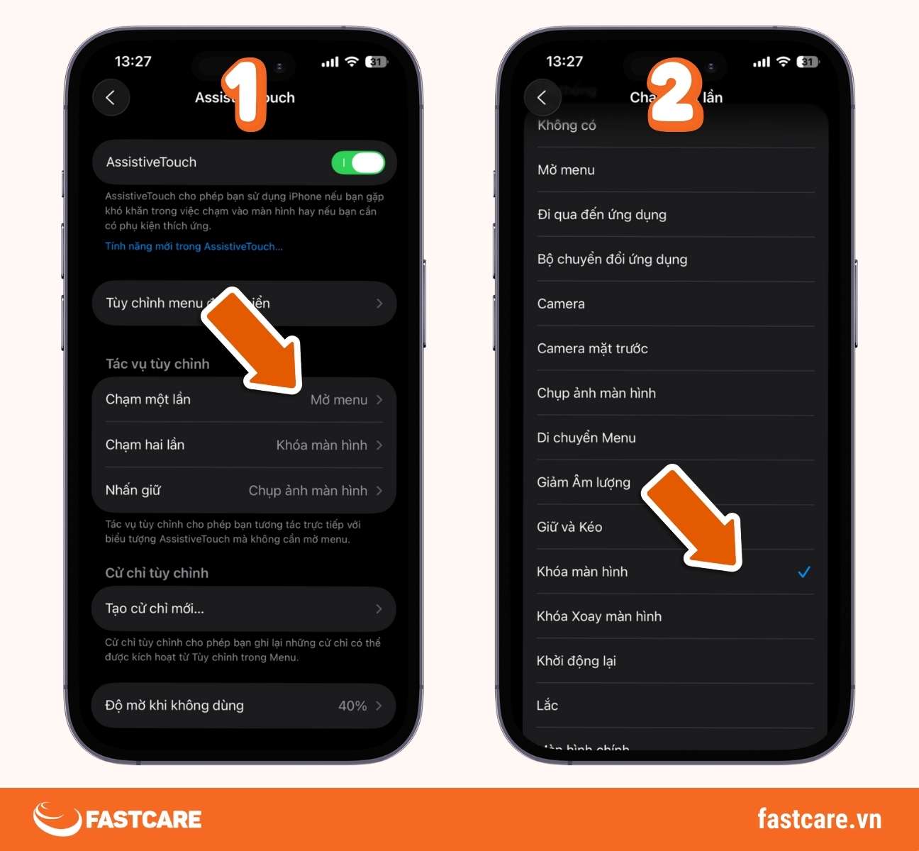 Khóa màn hình iPhone bằng nút home ảo