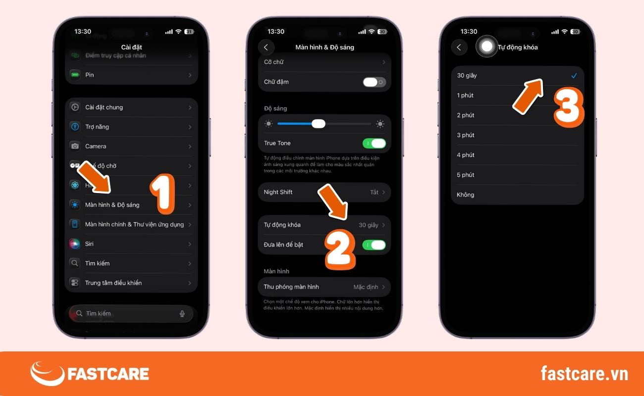 Khóa màn hình iPhone bằng chức năng tự động khóa