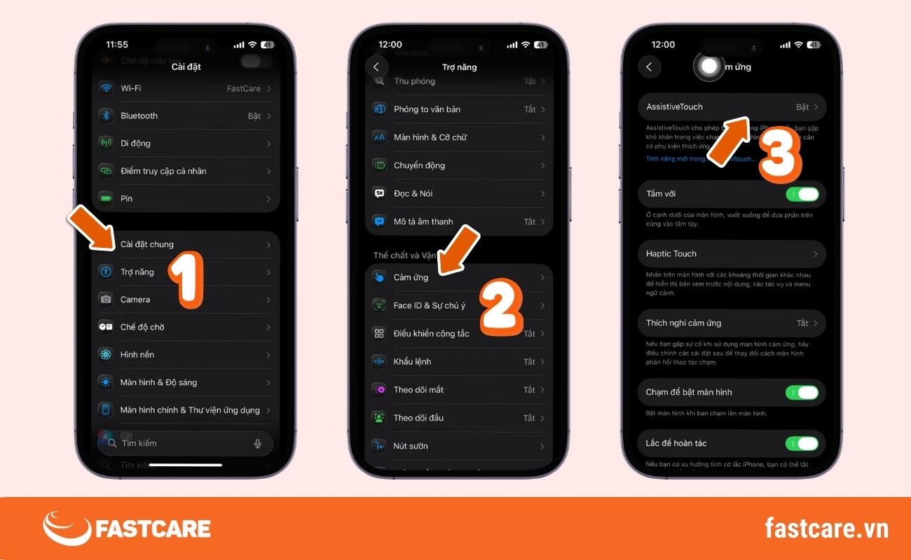 Kích hoạt AssistiveTouch