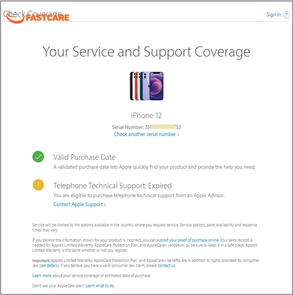 Kiểm tra iPhone lock trên Checkcoverage Apple