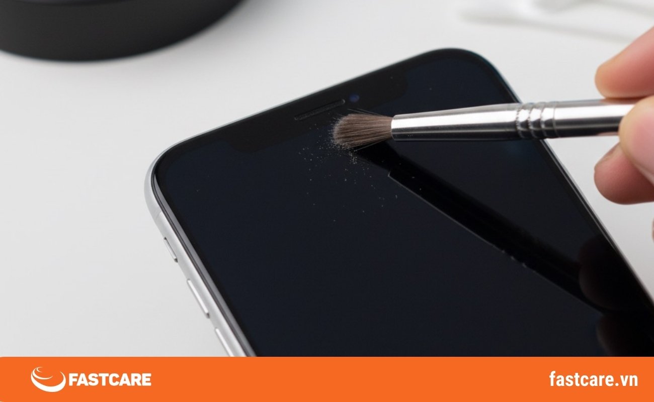 Vệ sinh khu vực tai thỏ của iPhone X