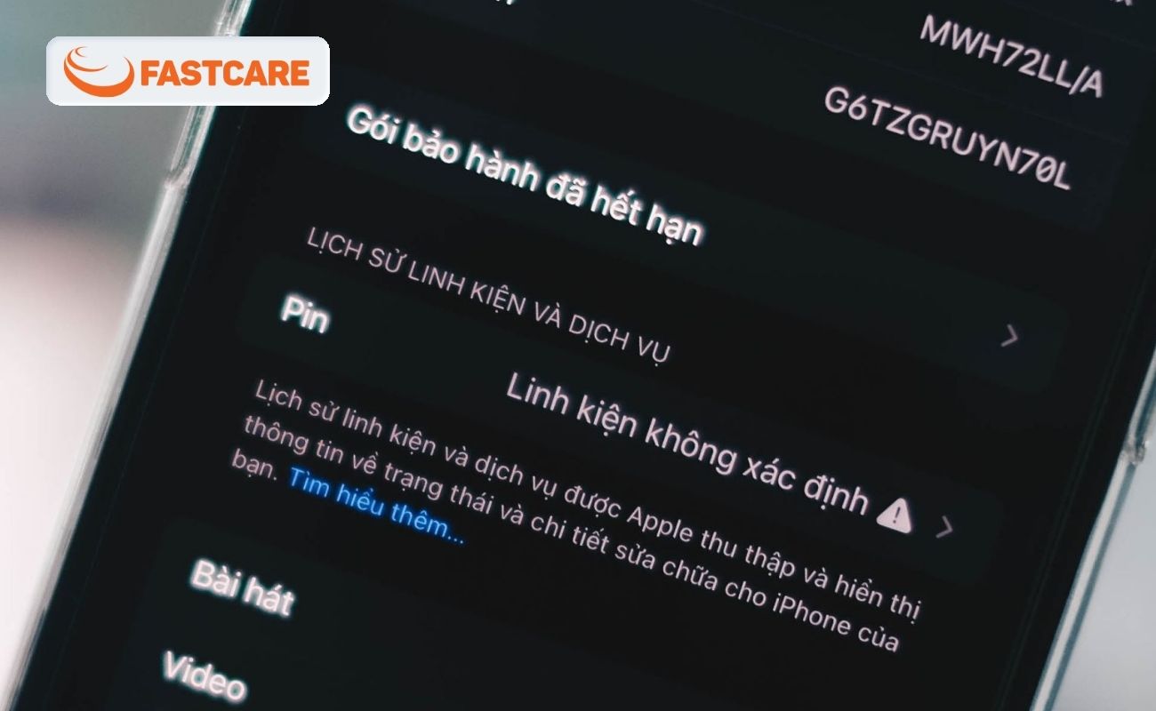 iPhone thông báo linh kiện không xác định