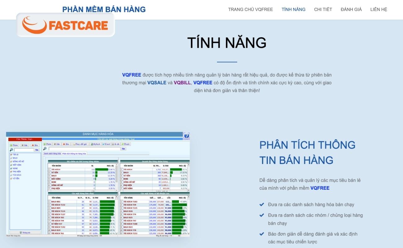 Phần mềm quản lý bán hàng miễn phí VQFREE