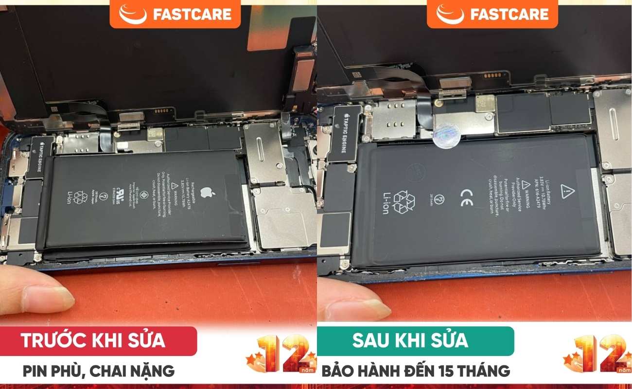 trước và sau khi thay pin iPhone