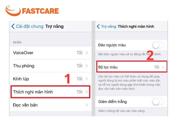 chỉnh màu màn hình iphone