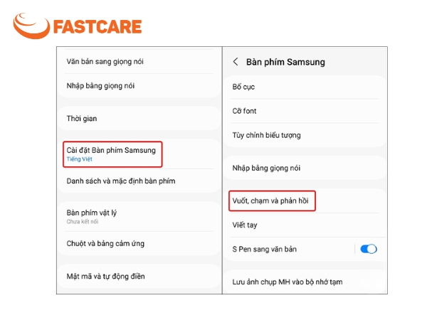tắt rung bàn phím Samsung
