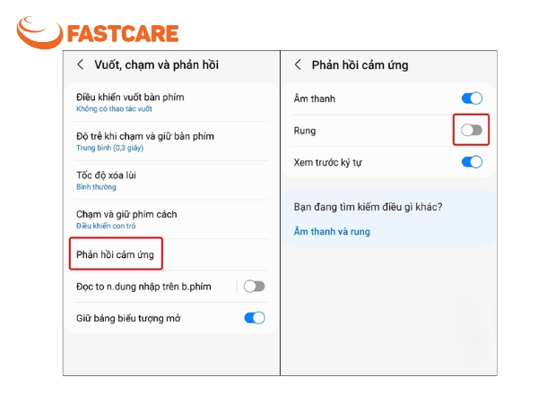 tắt rung bàn phím Samsung
