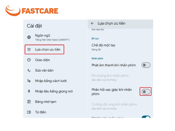 tắt rung bàn phím Samsung