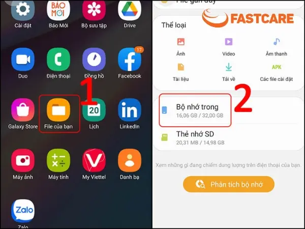 Cách xóa bộ nhớ trong điện thoại Samsung