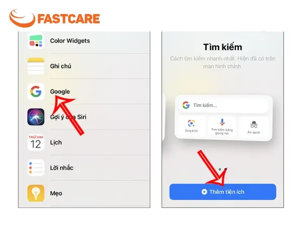 Cài đặt thanh Google trên màn hình điện thoại