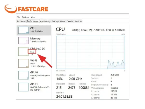 kiểm tra ổ cứng laptop là SSD hay HDD