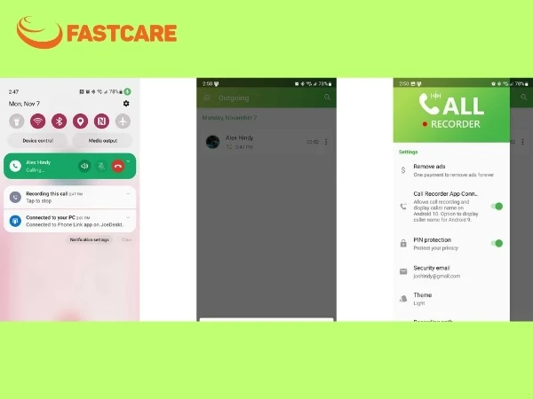 cài đặt ghi âm cuộc gọi đến và đi
