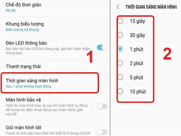 Cách điều chỉnh thời gian tắt màn hình điện thoại