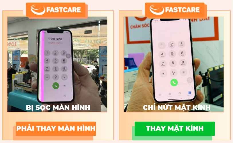 Phân biệt khi nào thay màn và thay mặt kính iPhone 12