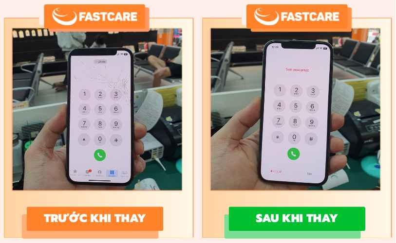Trước và sau khi thay màn hình iPhone 12 tại FASTCARE