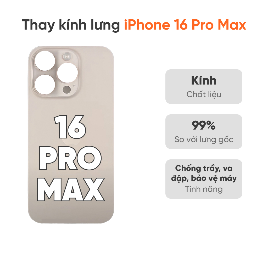 Thay kính lưng iPhone 16 Pro Max tại FASTCARE
