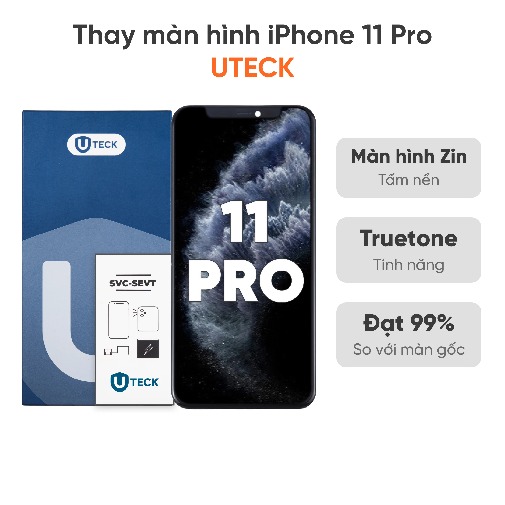Màn hình UTECK mang đến chất lượng hiển thị gần với màn hình theo máy cùng khả năng hỗ trợ True Tone