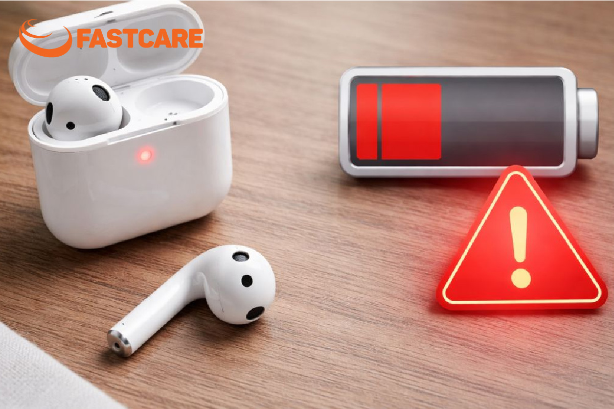 Tình trạng linh kiện pin AirPods Pro bị phồng rộp trước khi được sửa chữa