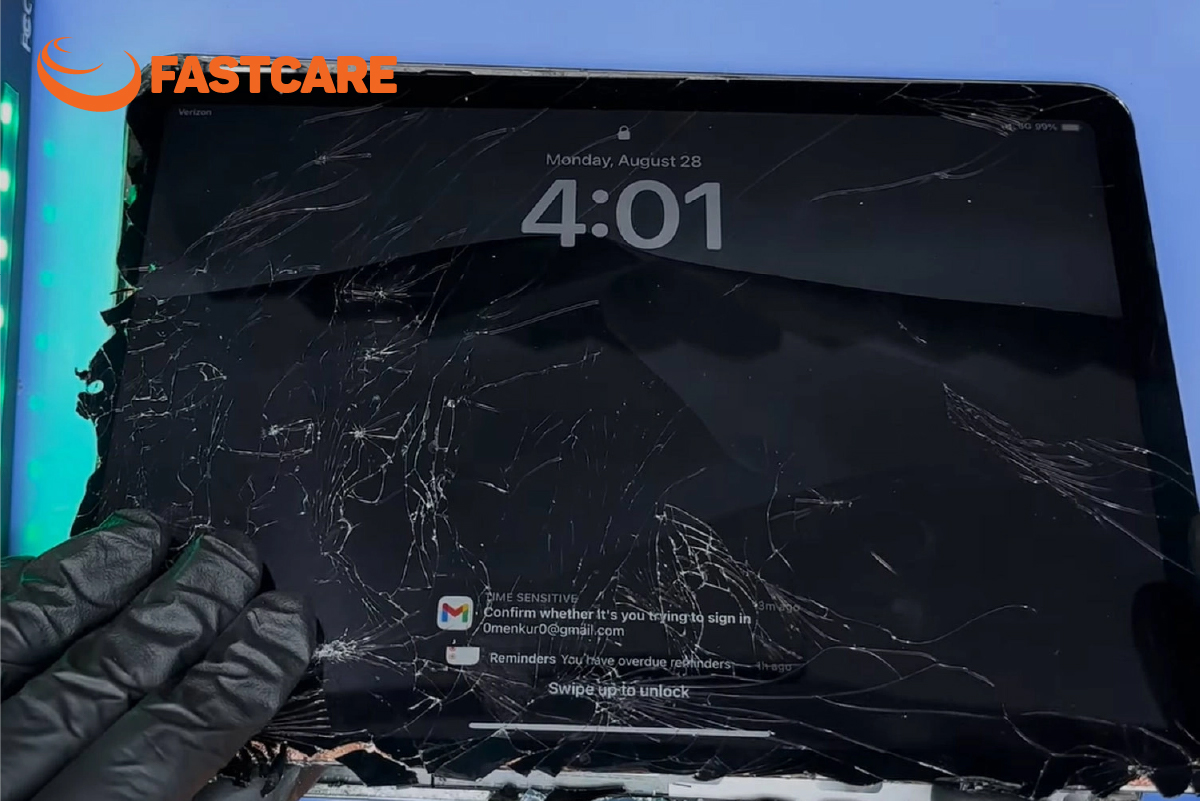 Tình trạng hiển thị của iPad Air 2 trước khi được sửa chữa