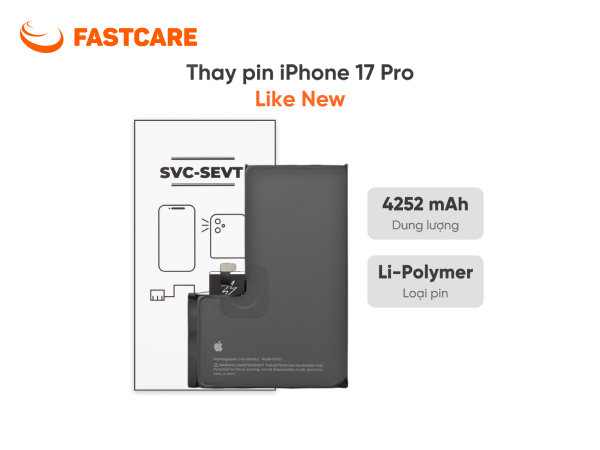 Phân biệt pin iPhone 17 Pro Like New tháo máy chuẩn Apple