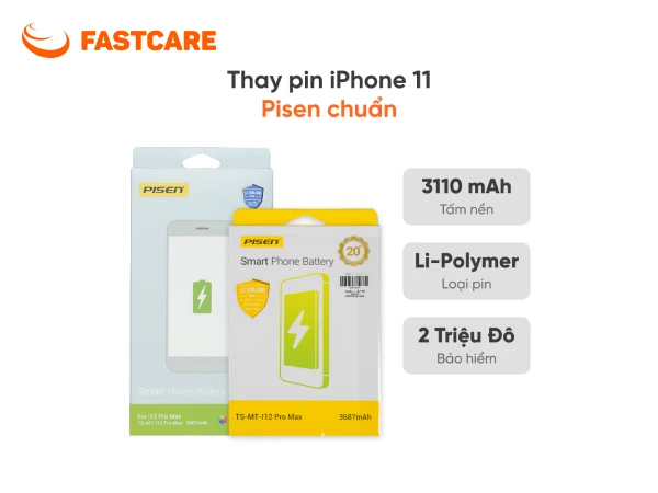 Pin Pisen dung lượng chuẩn iPhone 11 chính hãng
