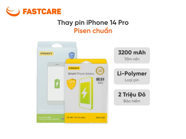 Pin Pisen dung lượng chuẩn iPhone 14 Pro