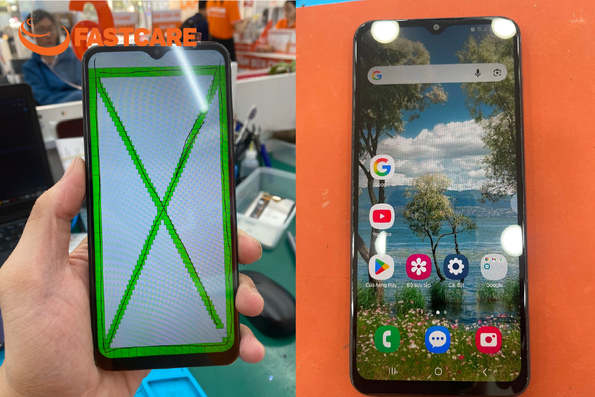 Hình ảnh điện thoại Samsung A13 hiển thị tốt sau khi thay màn hình