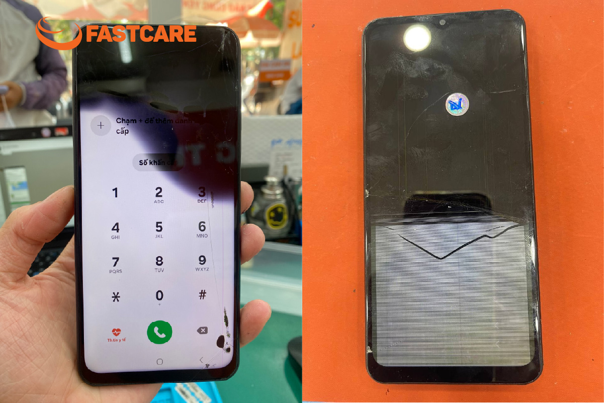 Hình ảnh điện thoại Samsung A13 bị hỏng màn hình trước khi sửa