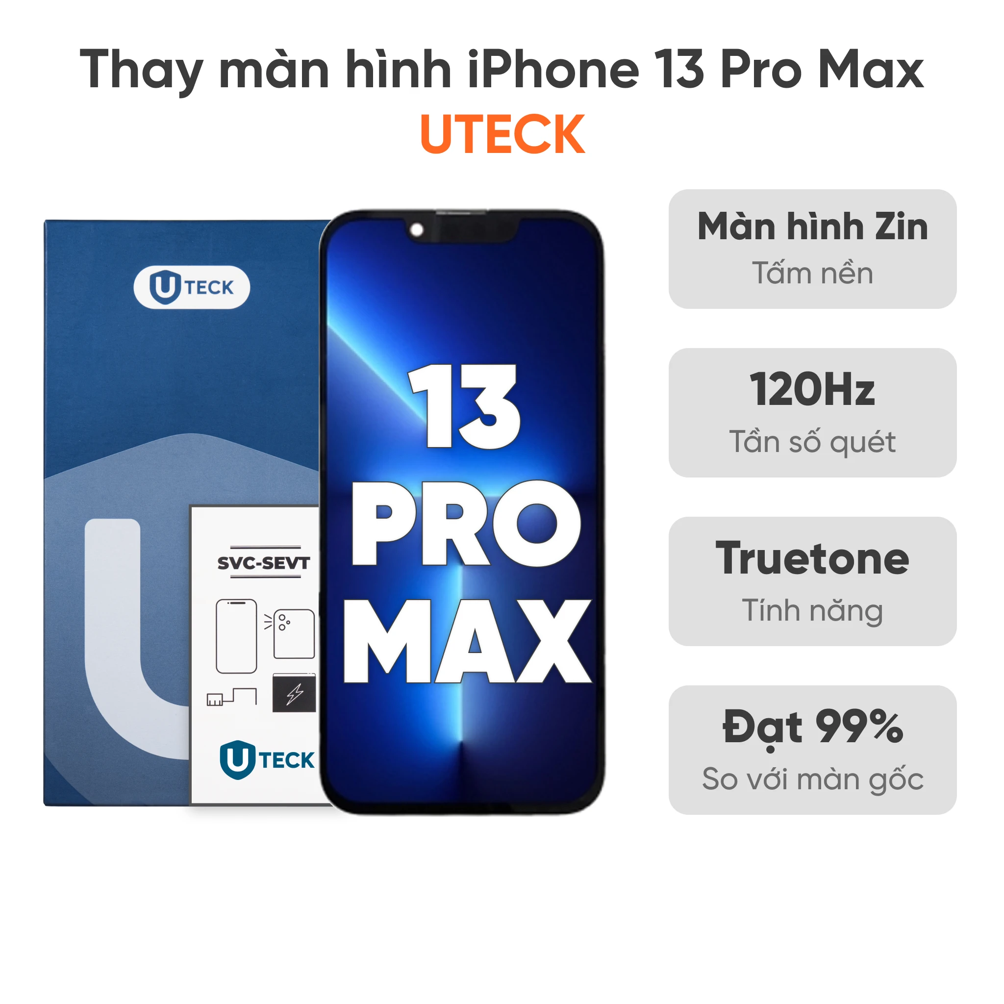 Màn hình iPhone 13 Pro Max loại UTECK là lựa chọn thay thế dành cho thiết bị gặp lỗi hiển thị hoặc cảm ứng.