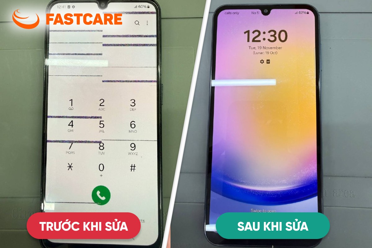 Trước và sau khi thay màn hình Samsung