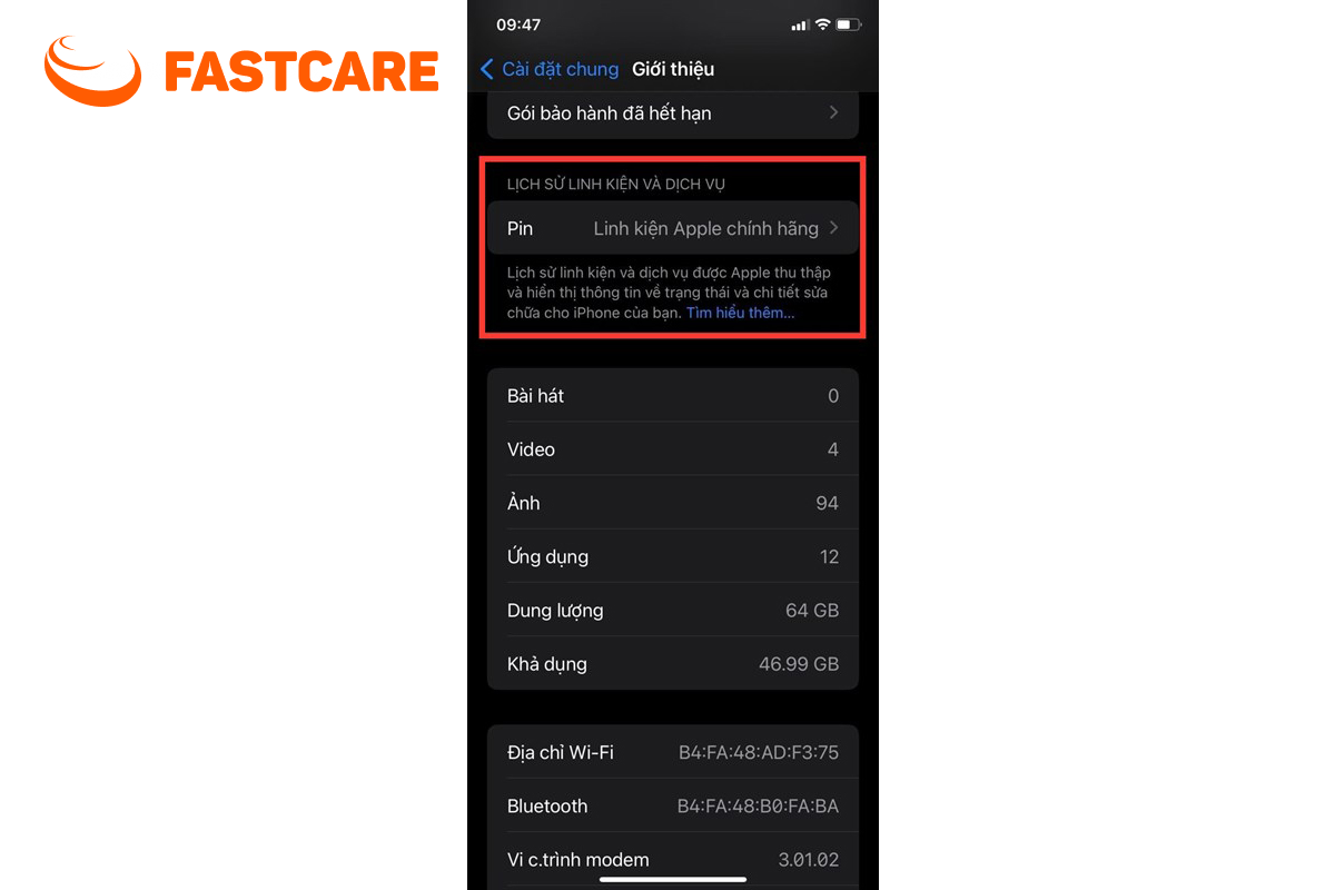 Đọc thông báo linh kiện và dịch vụ trên iPhone Minh họa đọc thông báo linh kiện và dịch vụ trên iPhone